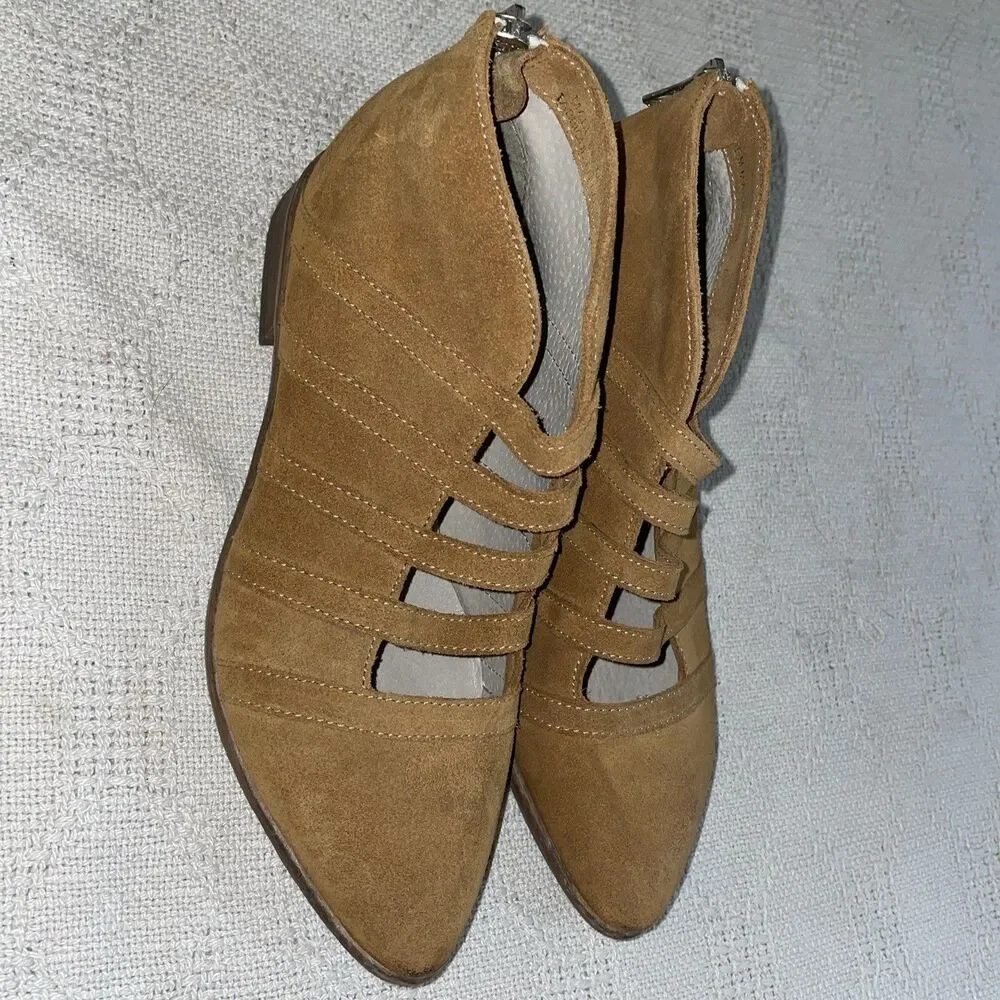 Free People Women’s Casual Booties Size 37 U.S. 6 M Tan Leather Going Out Party